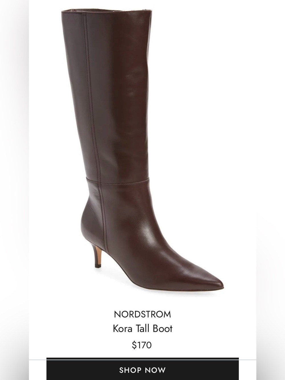 Nordstrom Kora Tall Boot in Dark Brown Leather